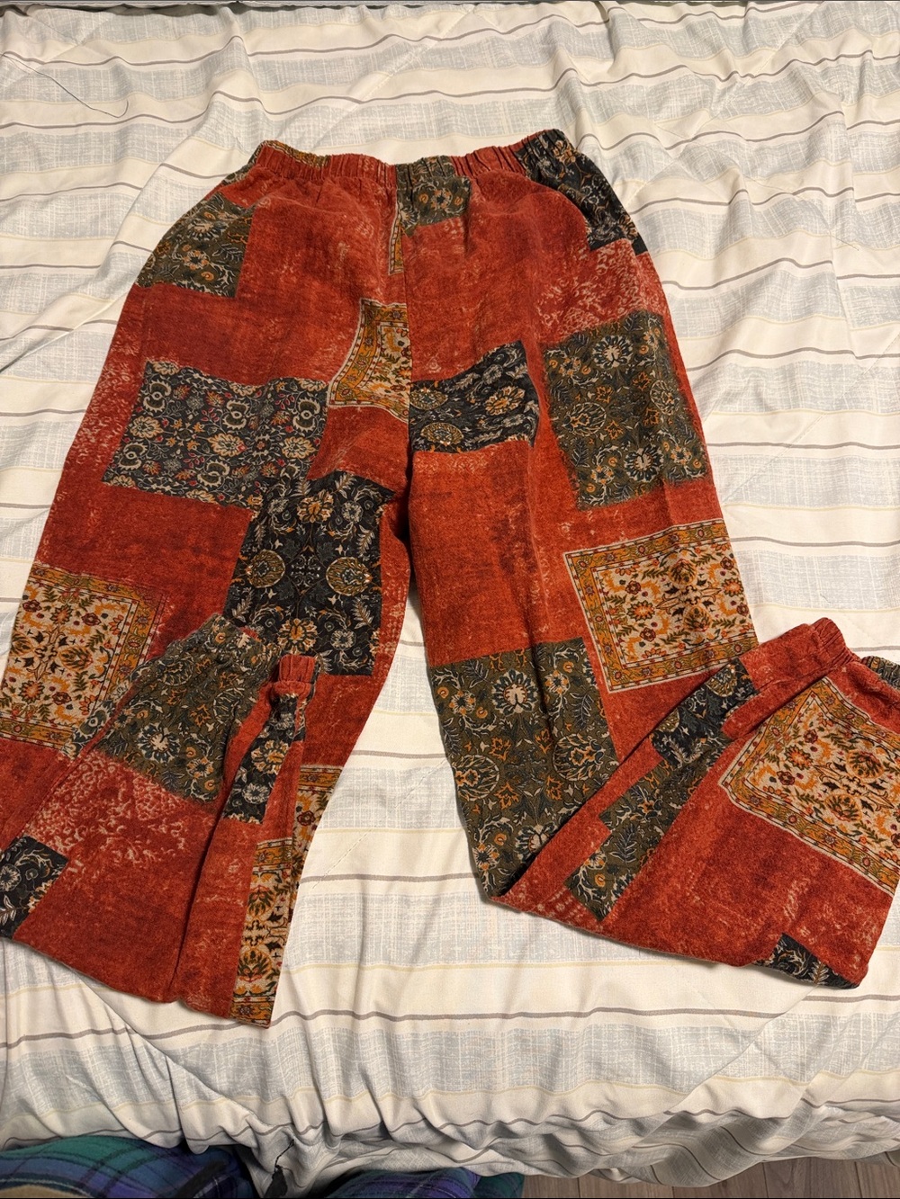 Red Patchwork Hippie Pants